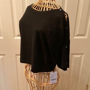 NWT Cropped, black W by Worth sweater w/ buttons